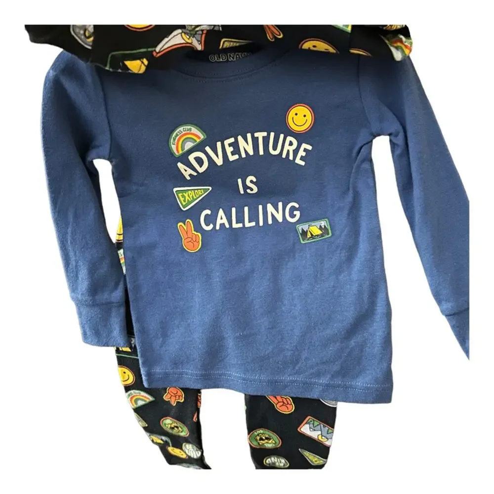 Old Navy 3-Piece Graphic Adventure Is Calling Pajama Set Blue 18-24 Months New